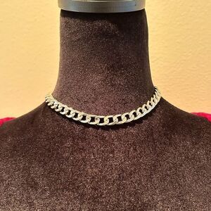 NWT Iron Flat Silver Chain Necklace (Unisex Brandnew) Fashion 15.7inches